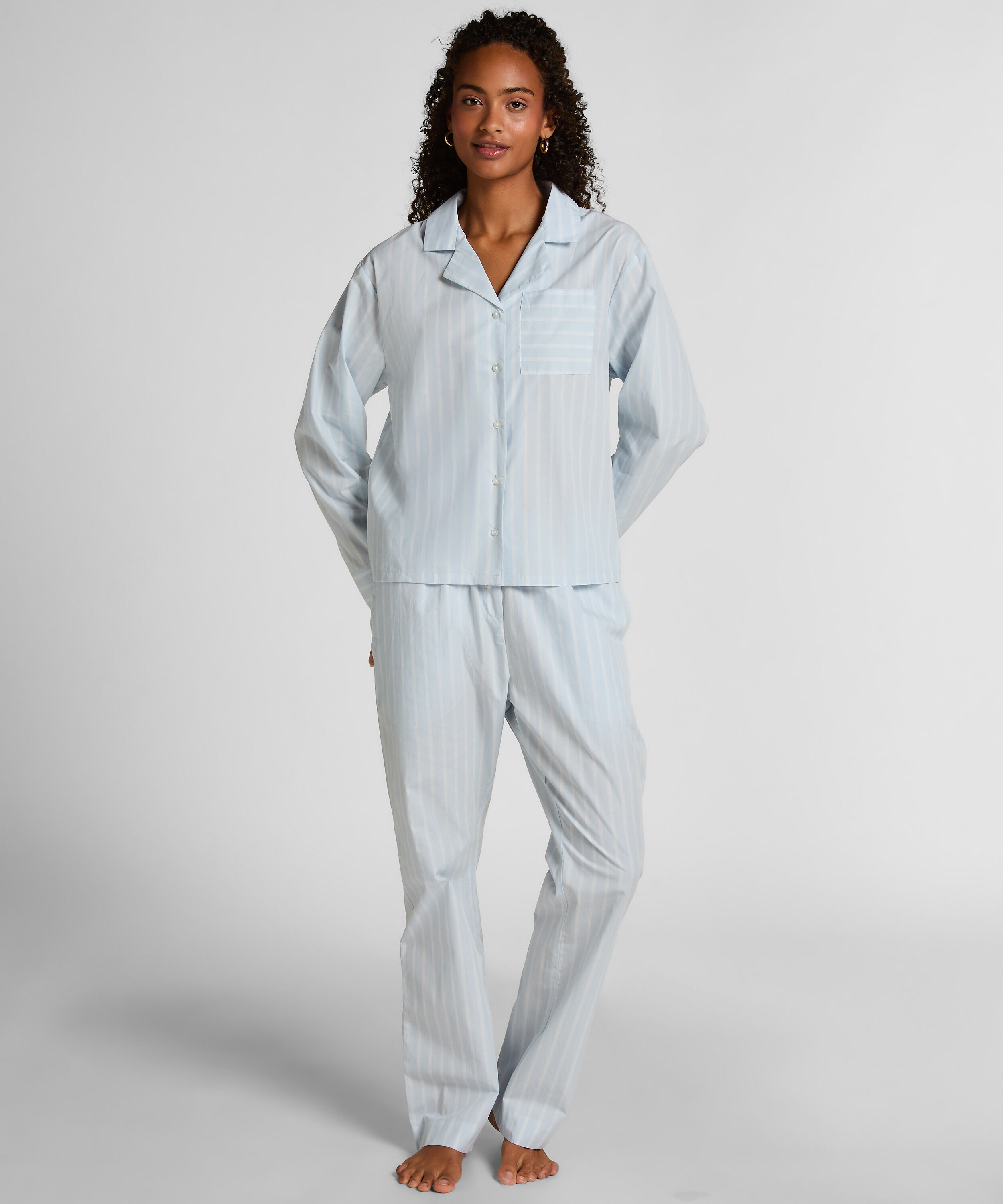 Jacket Woven Cotton Stripe, Blue