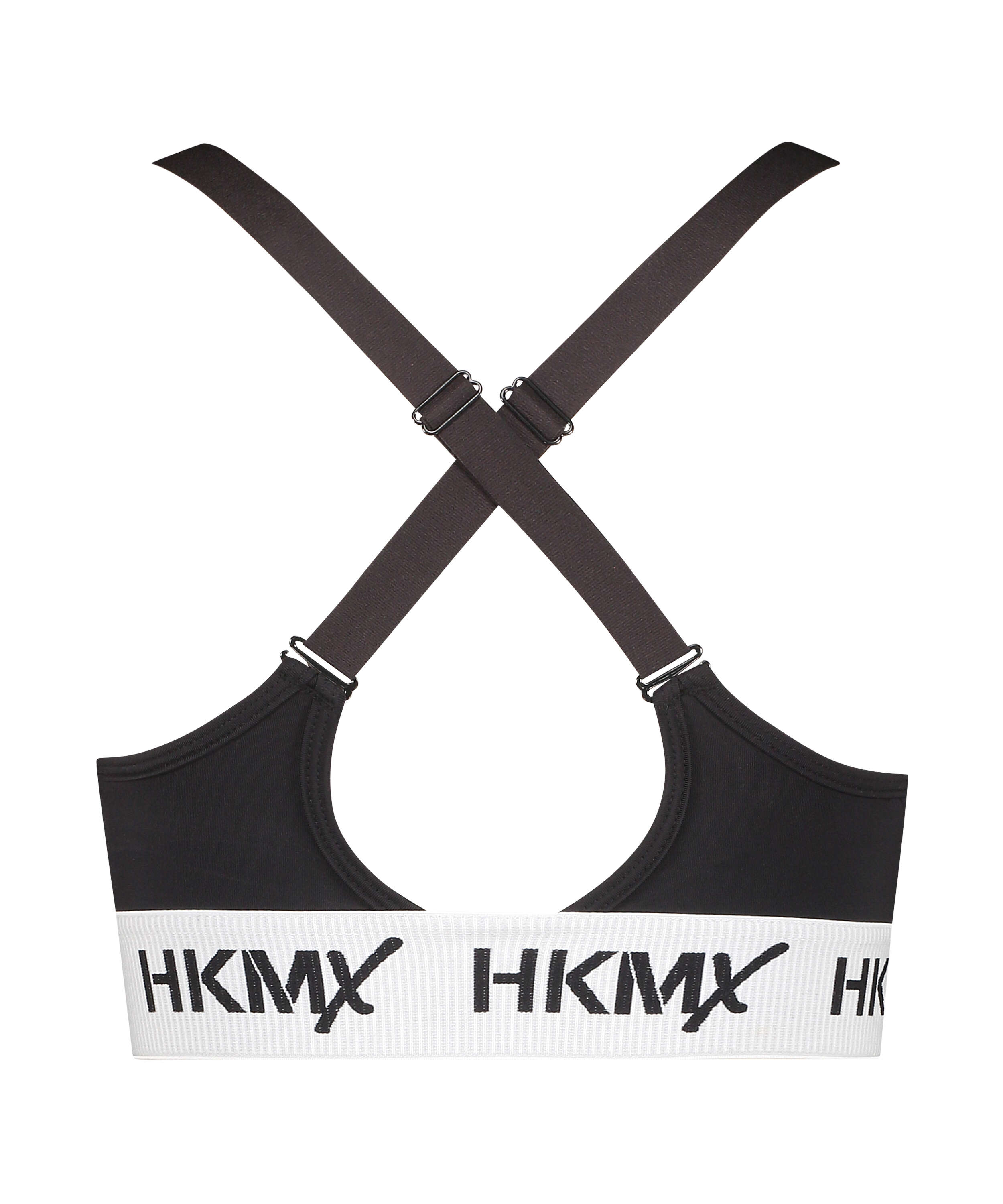 HKMX The Crop Logo Level 1 Sports Bra, Black, main