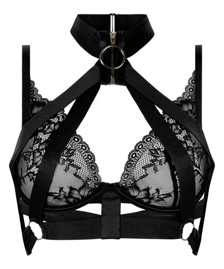 Clementine Unpadded Longline Underwired Bra, Black