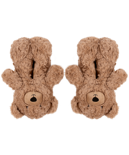 Slippers Teddy Bear, Beige