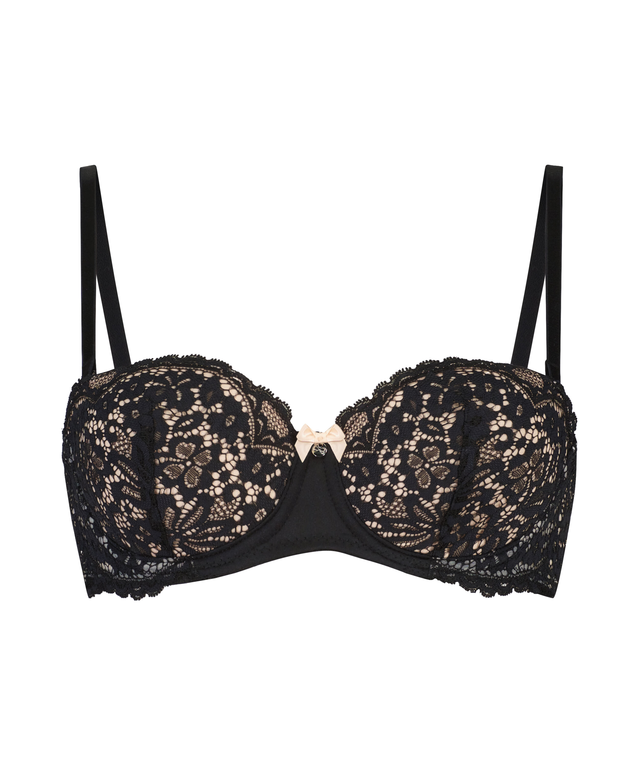 Rose Padded Underwired Strapless Bra, Black