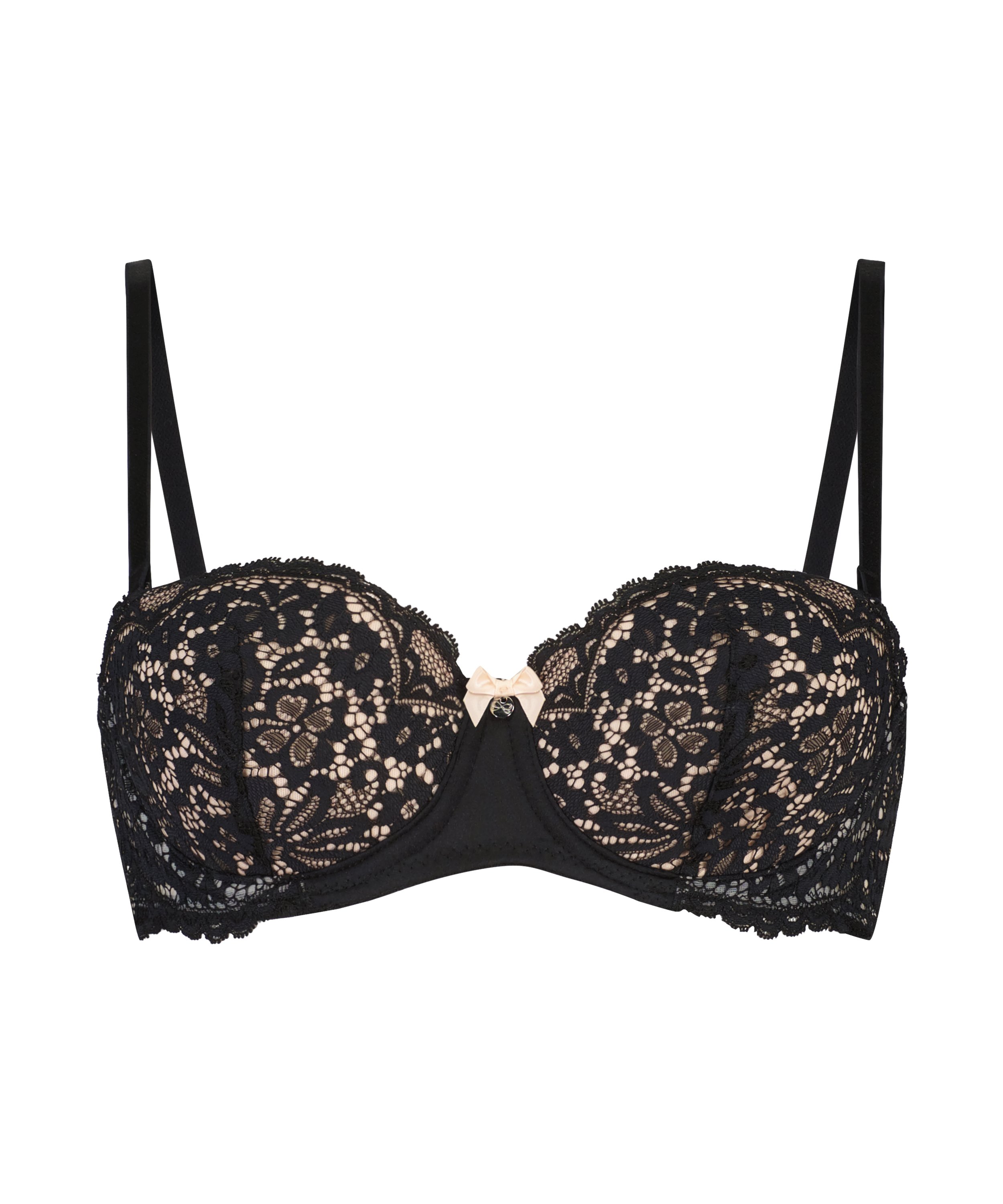 Rose Padded Underwired Strapless Bra, Black, main
