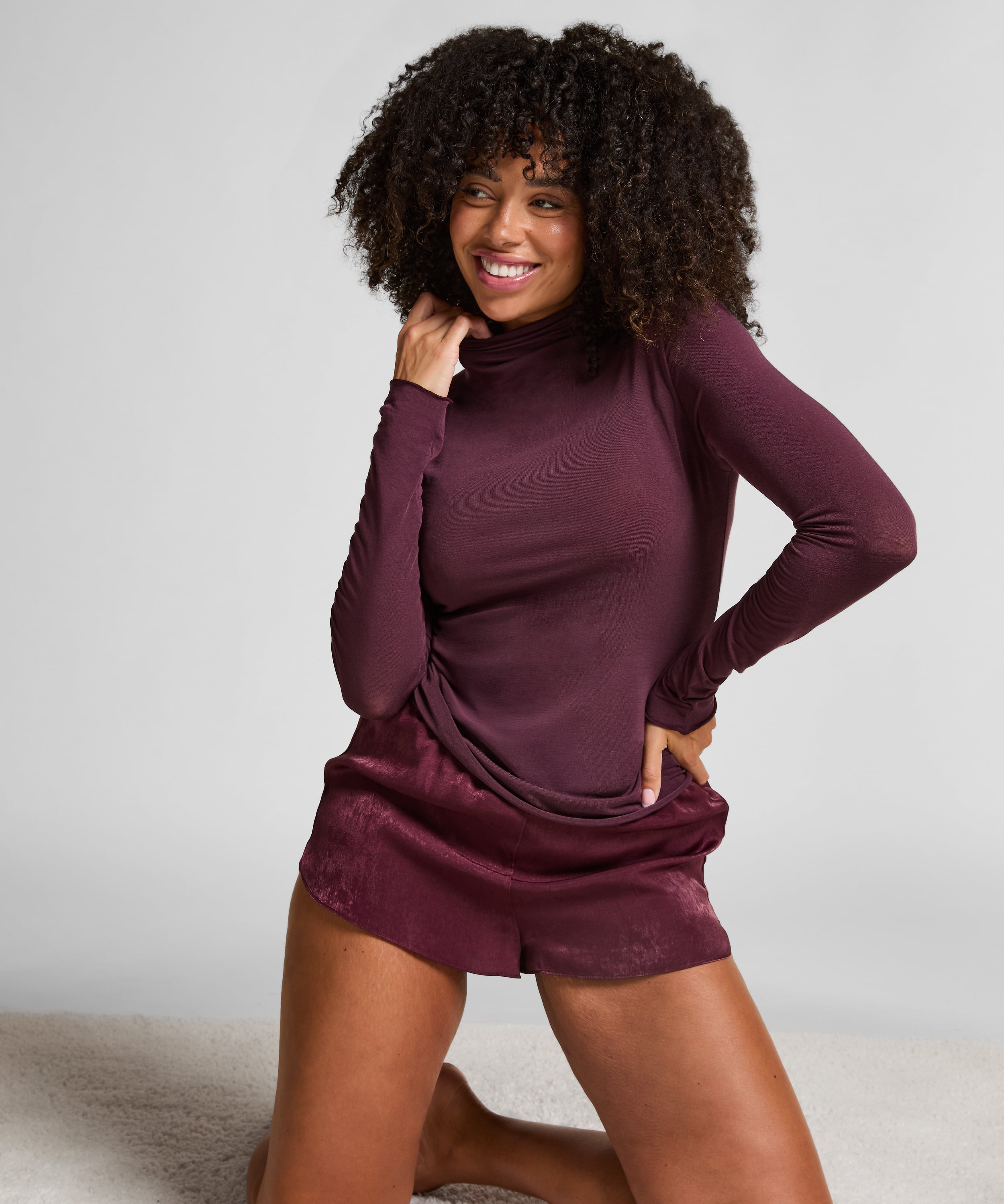 super soft Turtleneck Shirt with Cashmere, Purple, main
