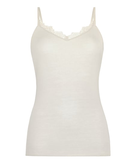 super soft Lace V-Neck cami with Cashmere, White