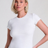 Ribbed Crew Neck Short-Sleeved Pyjama Top, White