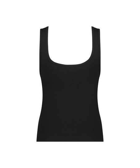 Short Sleeve Waffle Top, Black