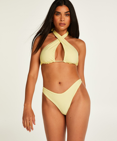 Texture high-cut bikini bottoms, Yellow