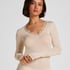 super soft Lace V-Neck shirt with Cashmere, Beige