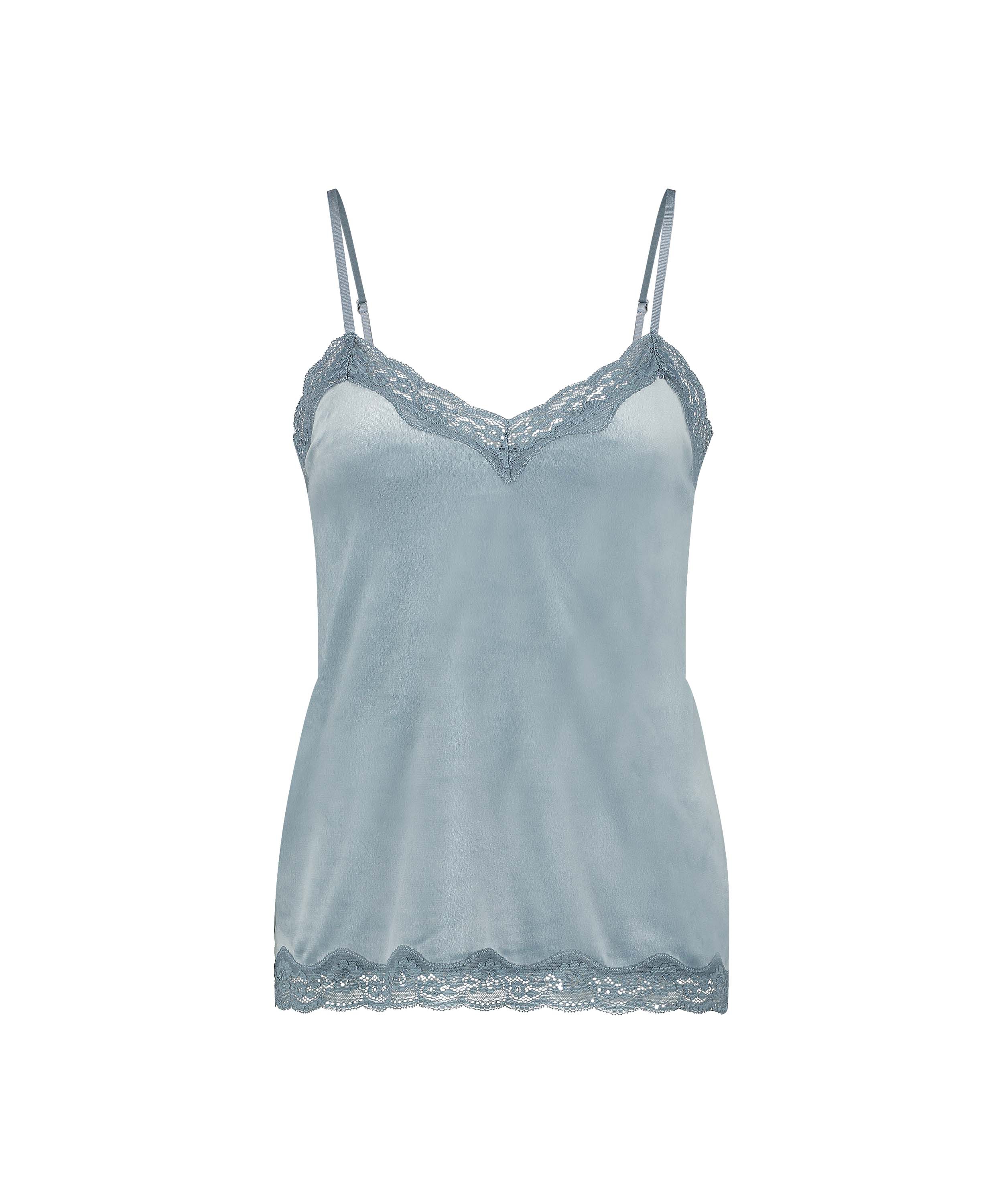 Velours Lace Cami Top, Blue, main