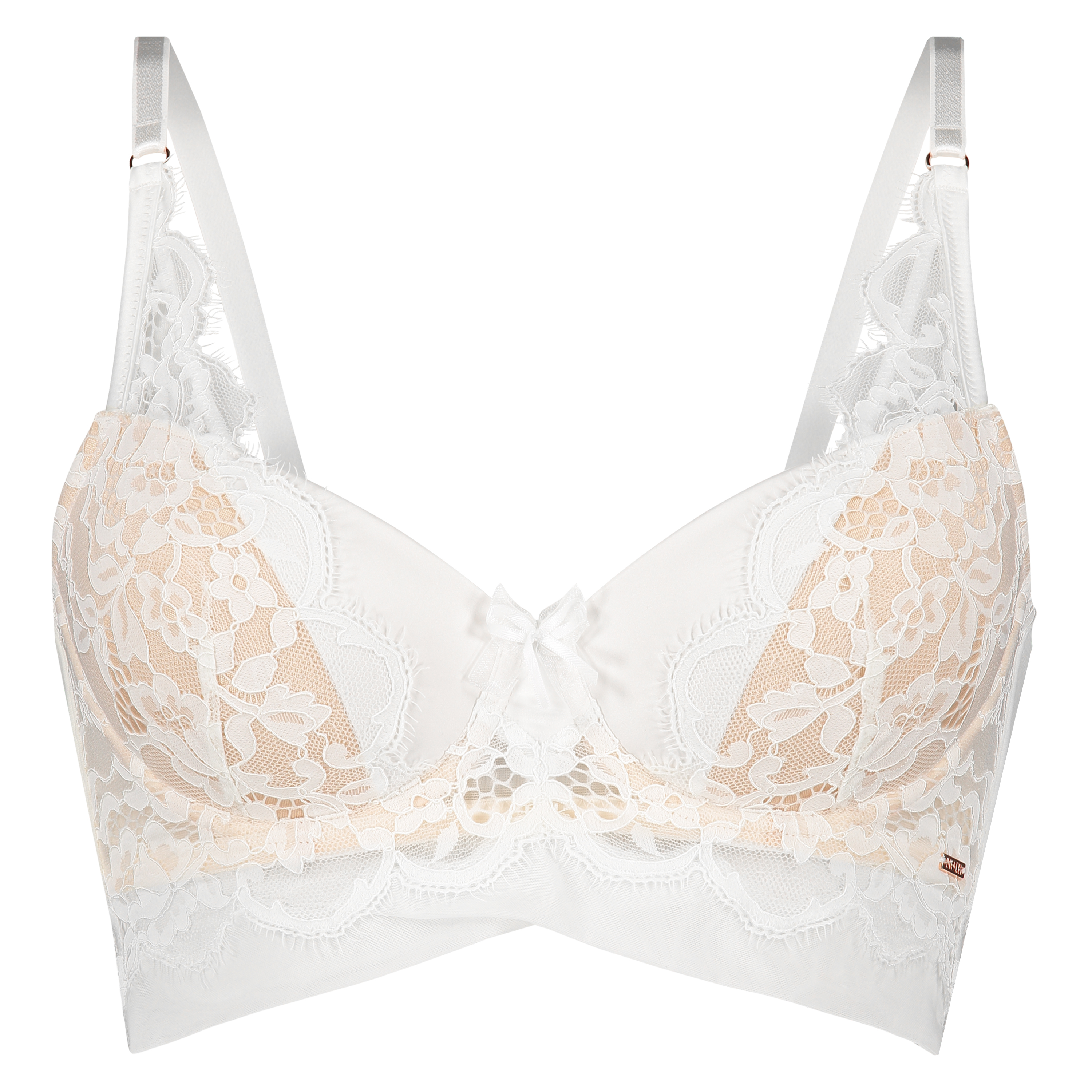 Zoe Padded Longline Underwired Bra, White, main