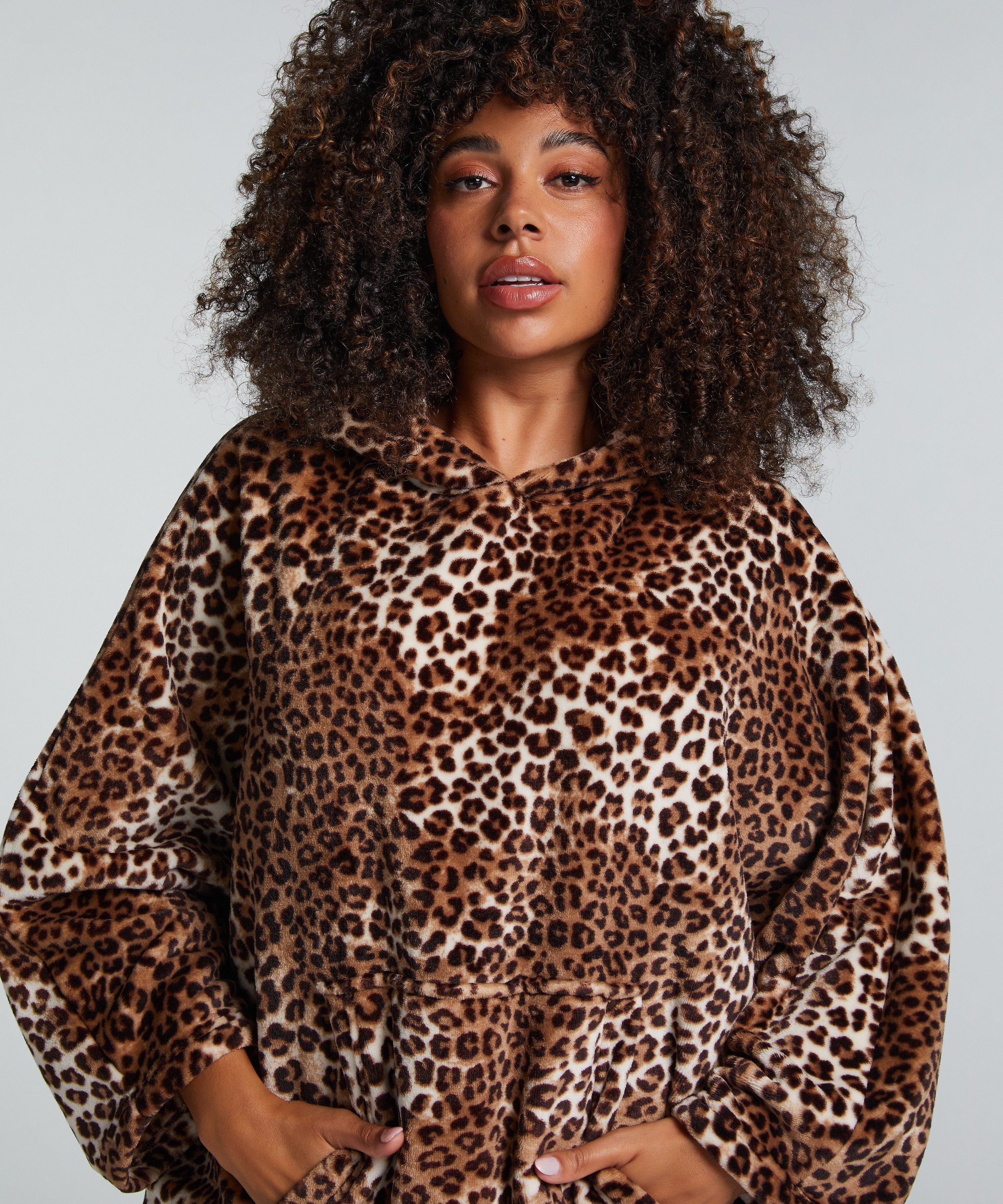 Flannel Fleece Hoodie, Beige, main