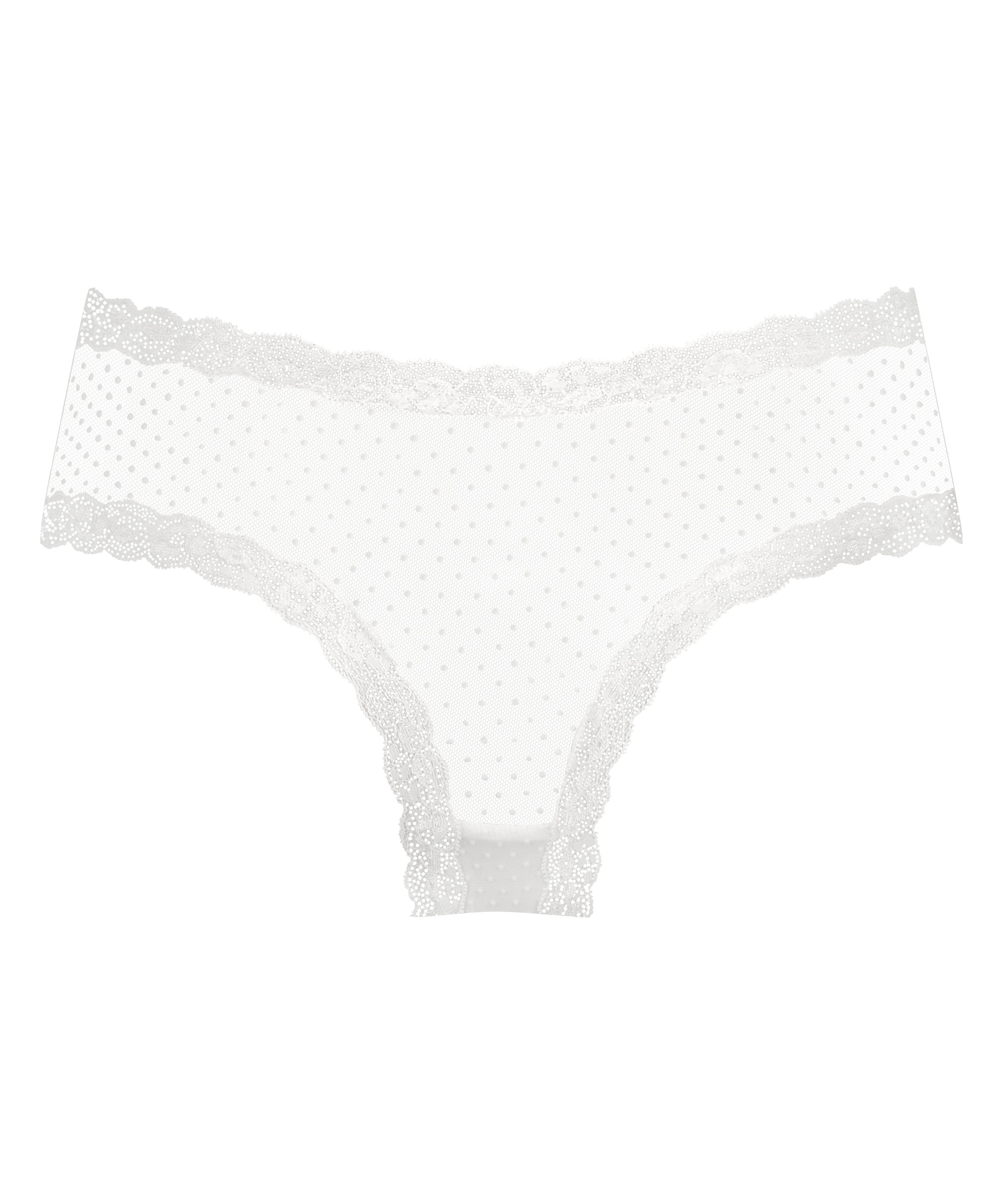 V-shaped Brazilian knickers mesh, White, main