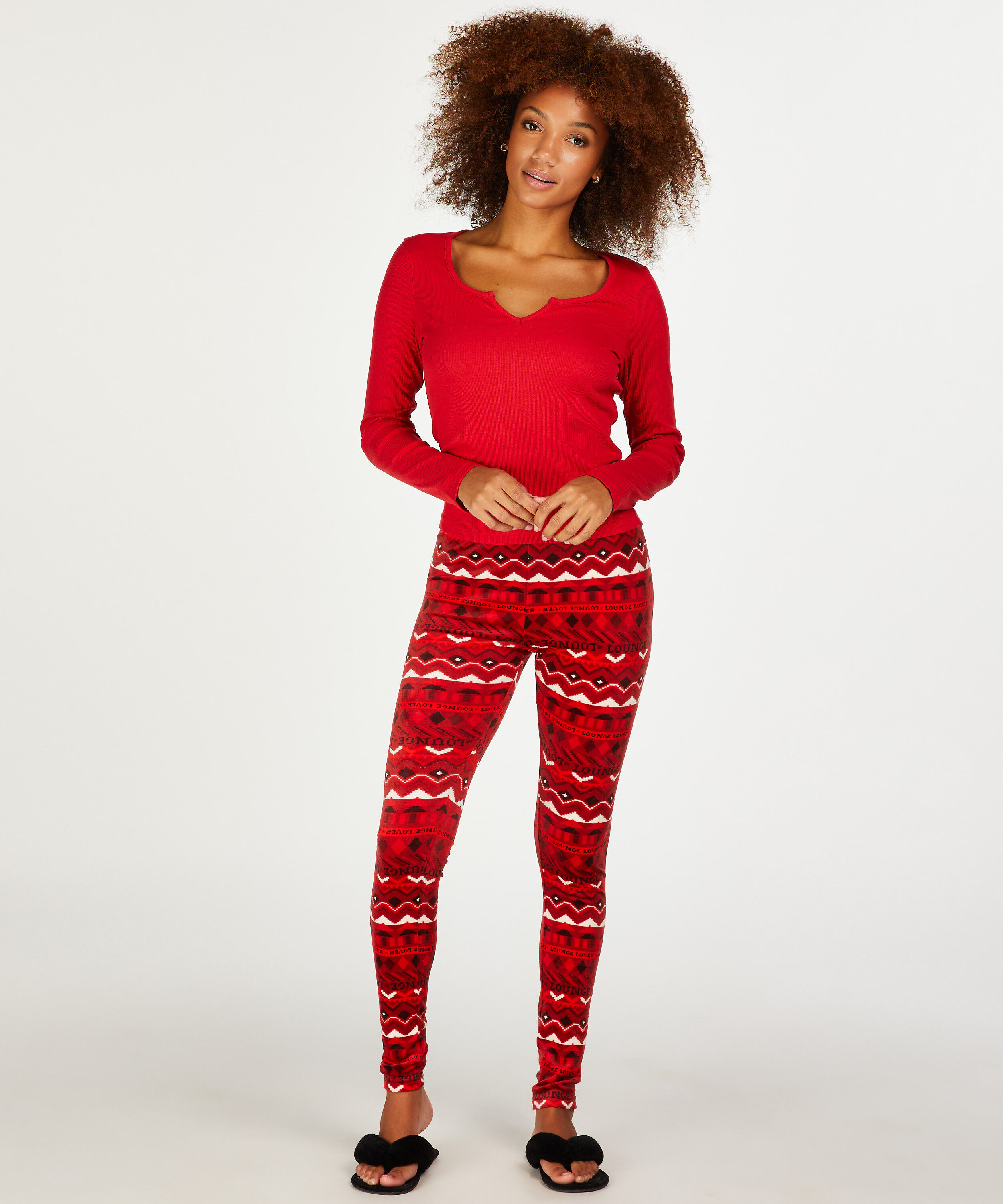Velour Leggings, Red