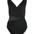 Shaping Shell Mesh Swimsuit, Black