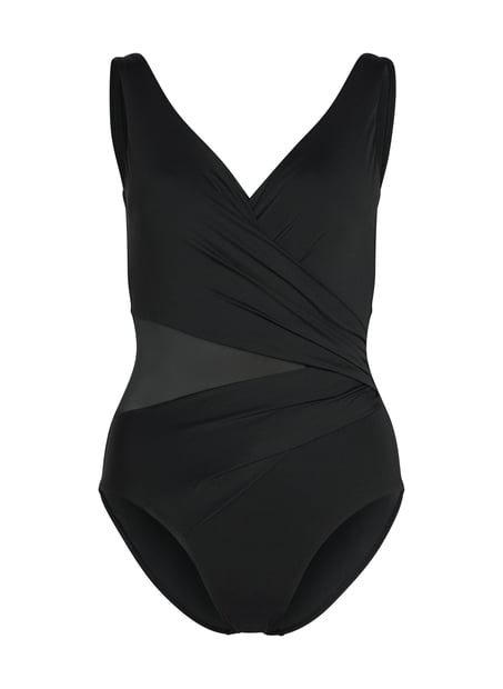Shaping Shell Mesh Swimsuit, Black