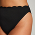 High Waisted Highleg Bikini Bottom Scallop, Black