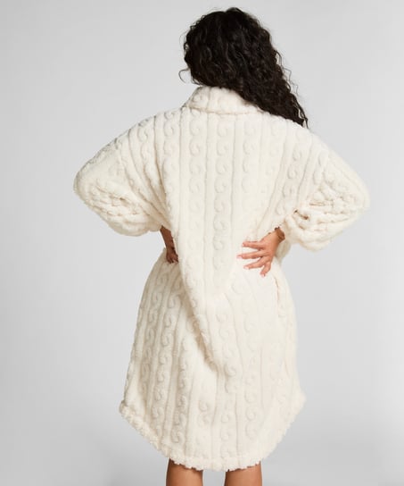 Poncho Cable Fleece, White