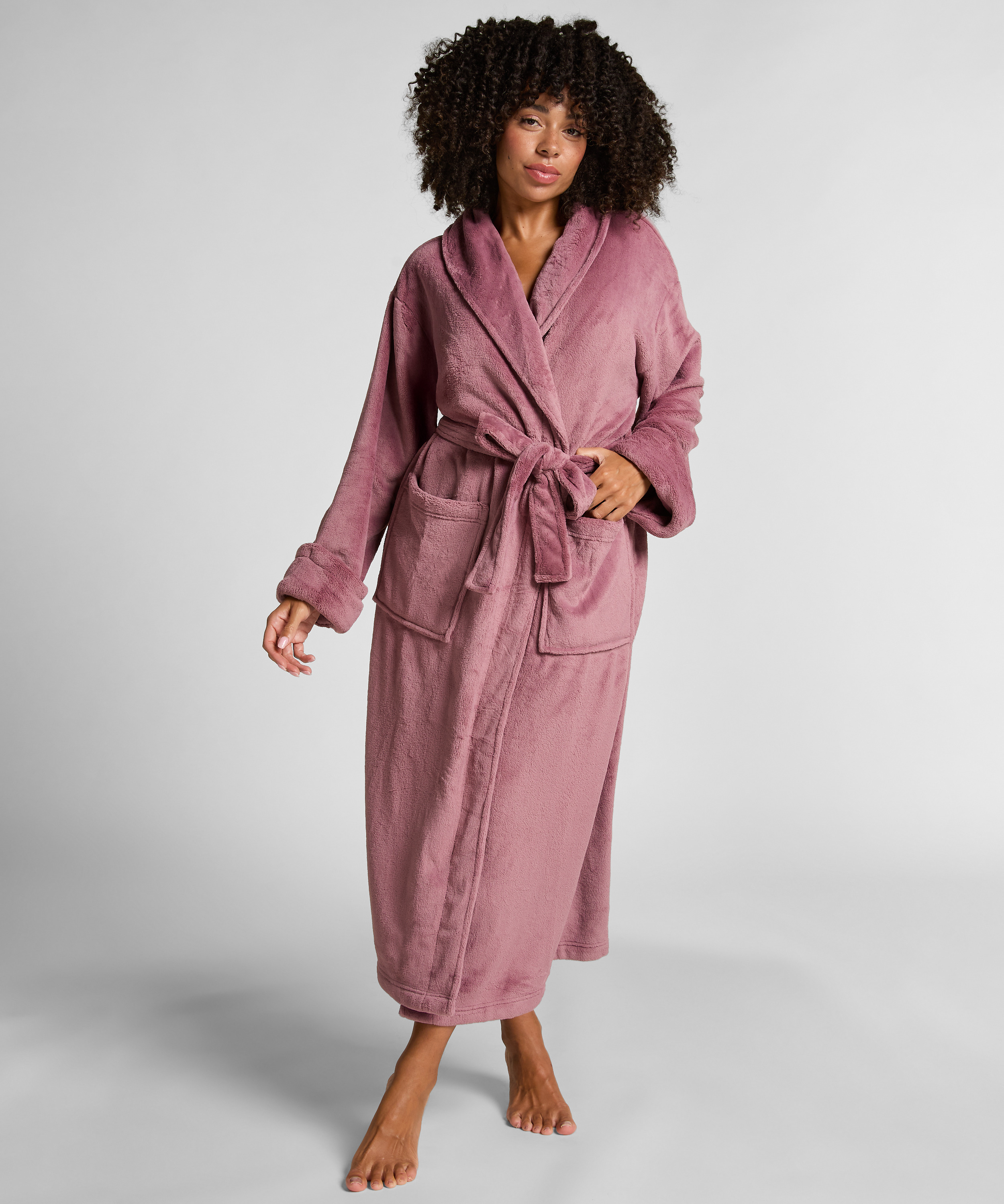 Soft Fleece Bathrobe, Purple, main