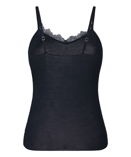 super soft Lace V-Neck cami with Cashmere, Black