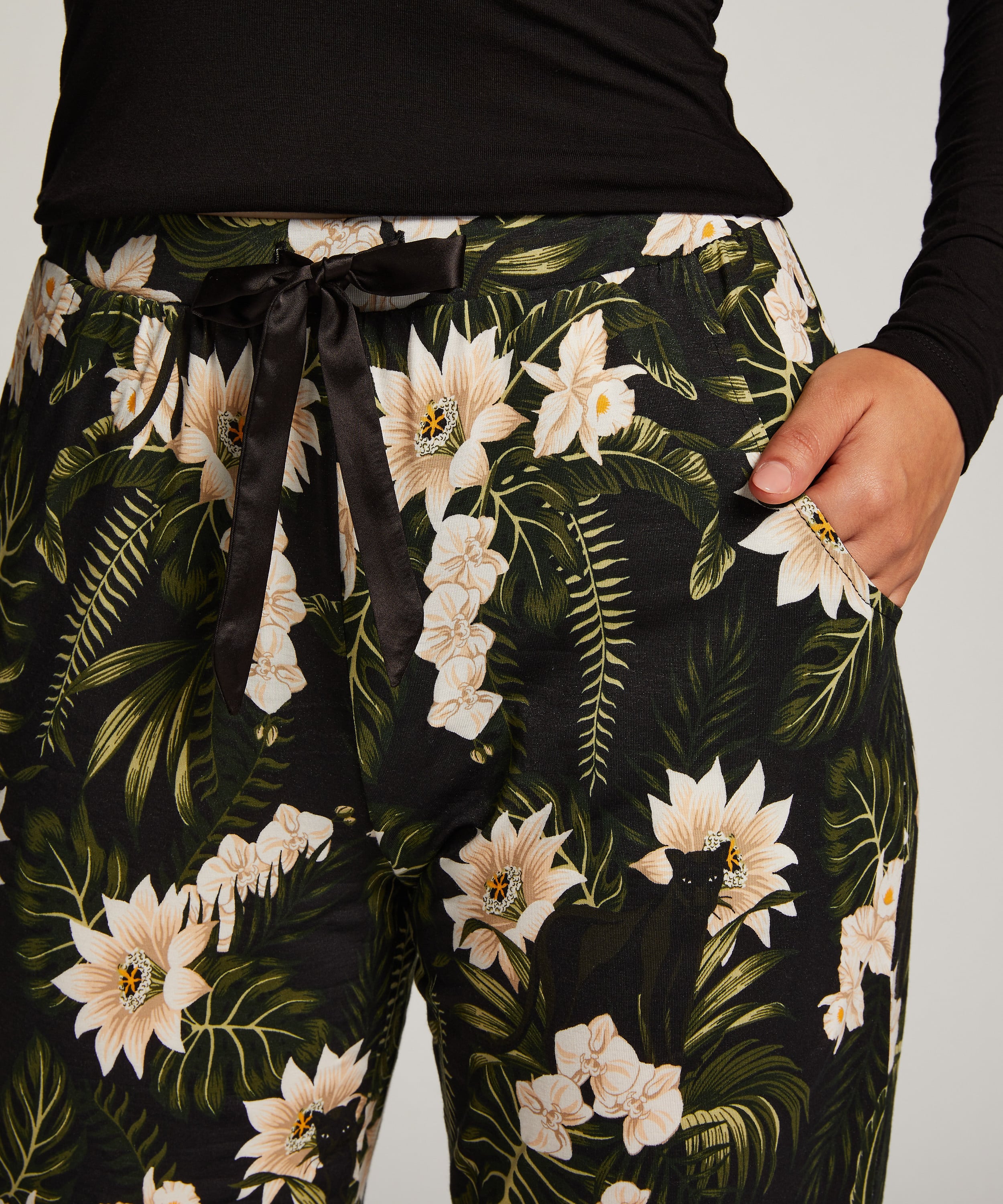 Jersey Pyjama Pants, Black, main