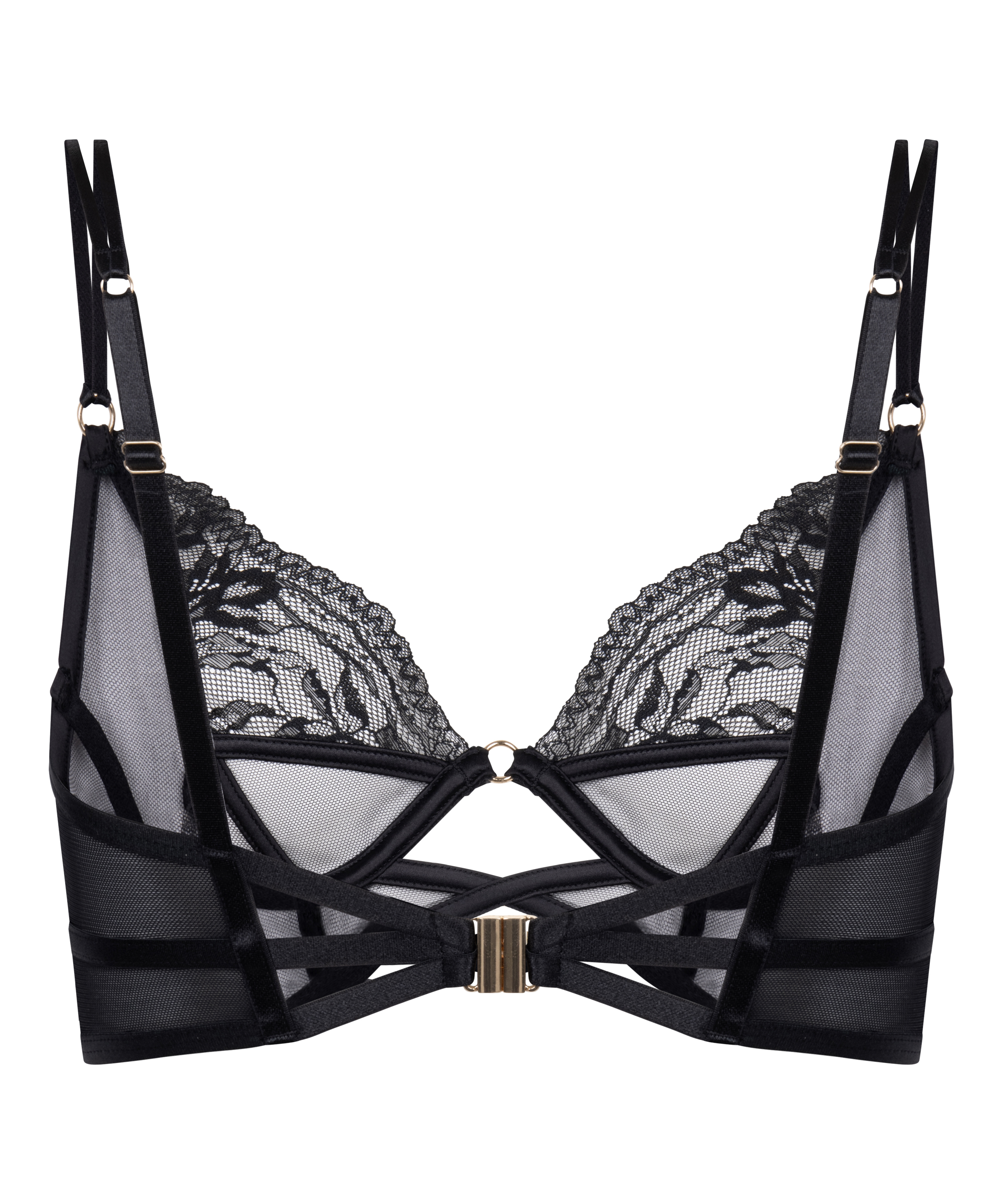 Amel Non-Padded Underwired Longline Bra, Black, main