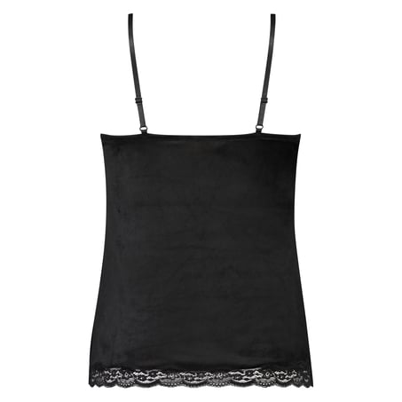 Velours Lace Cami Top, Black