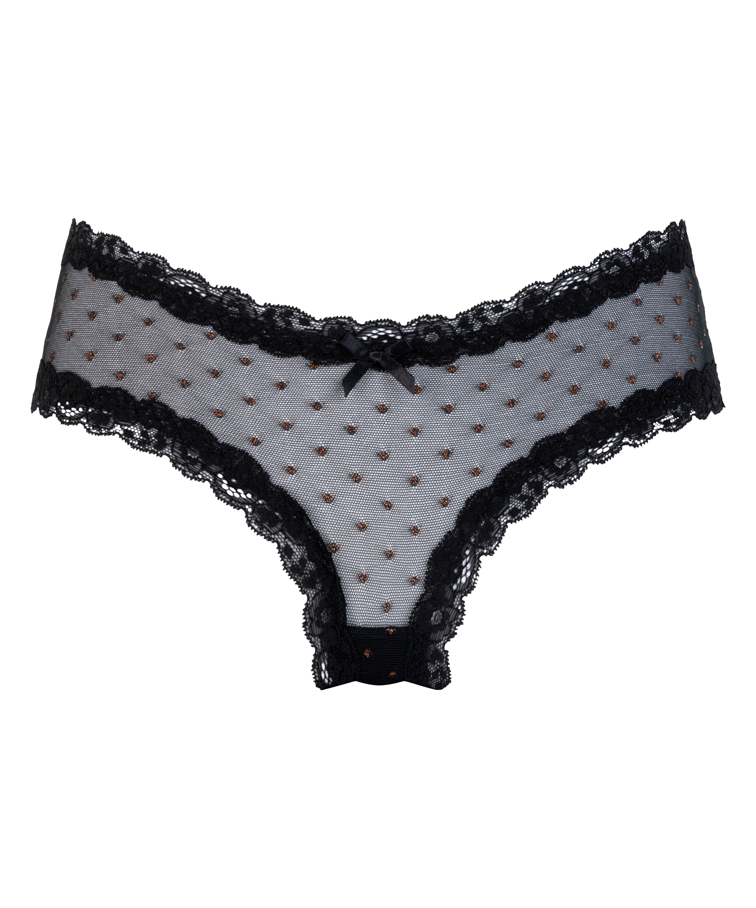 V-shaped Brazilian knickers mesh, Black, main