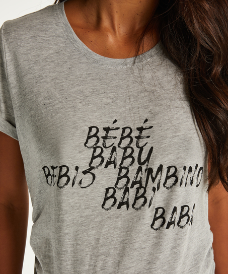 Short-Sleeved Maternity Nightshirt, Gray