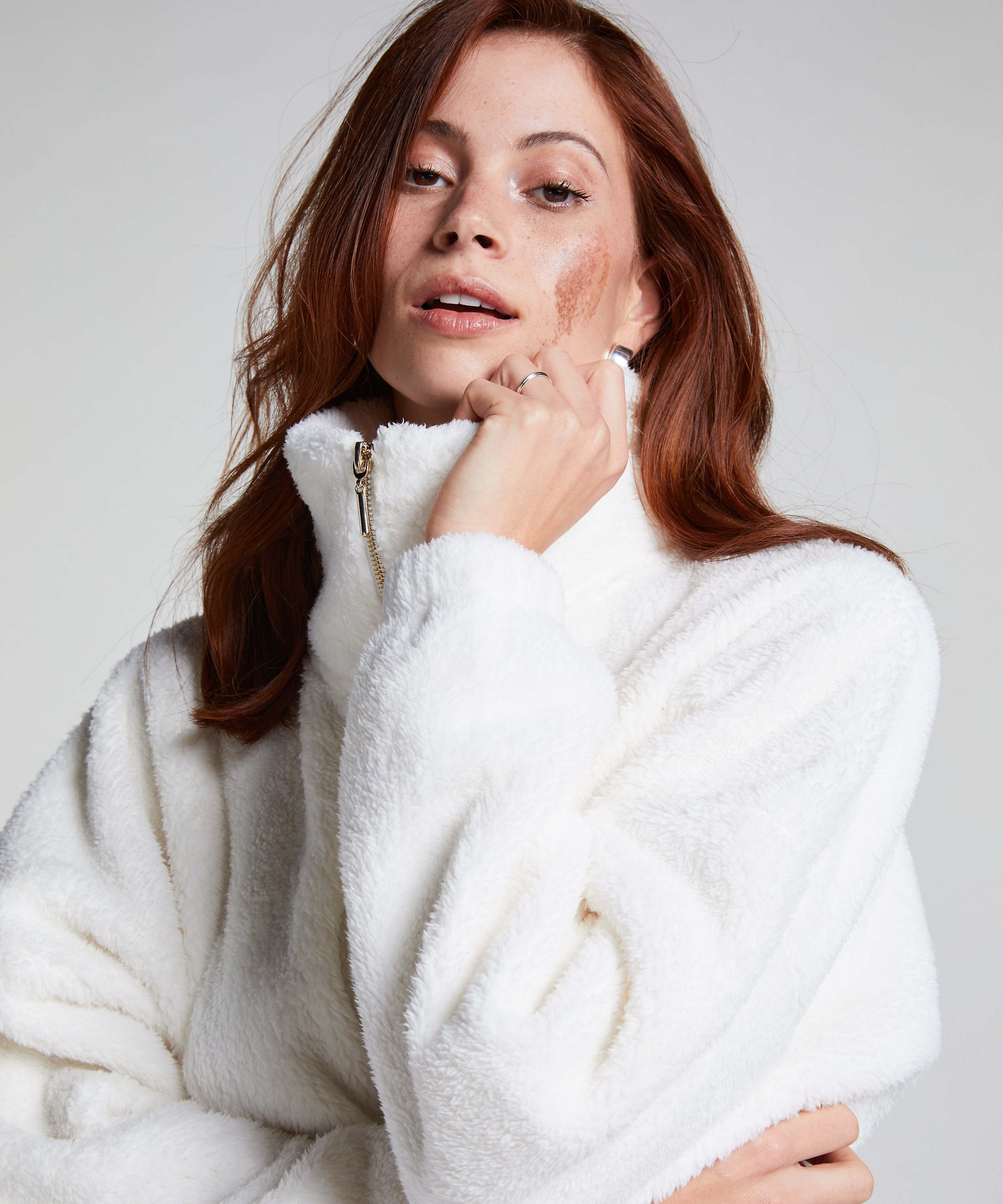 Fleece Onesie, White, main