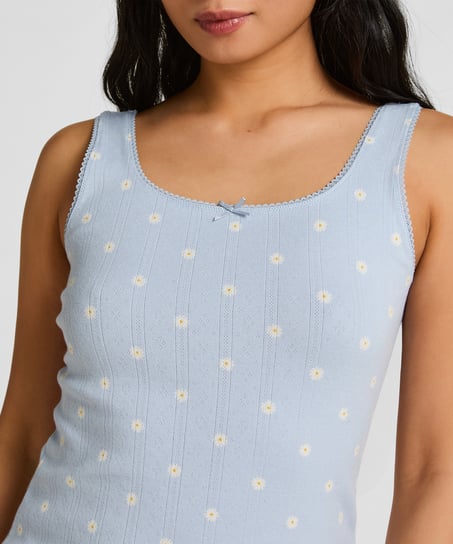 Pointelle Singlet, Blue