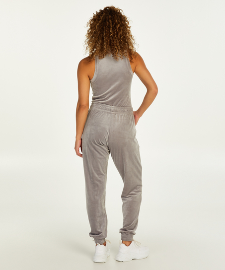 Velour Jogging Bottoms, Gray