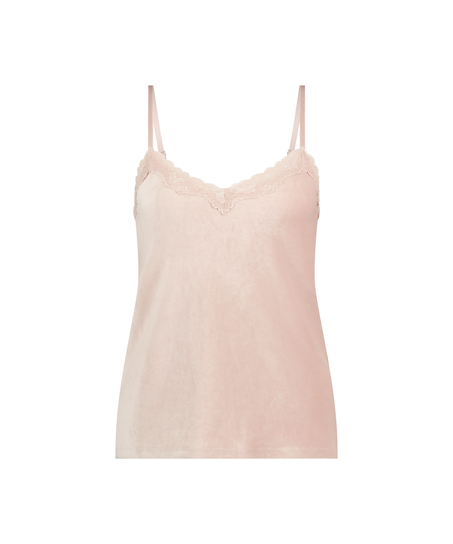 Rib Velours Cami Top, Pink