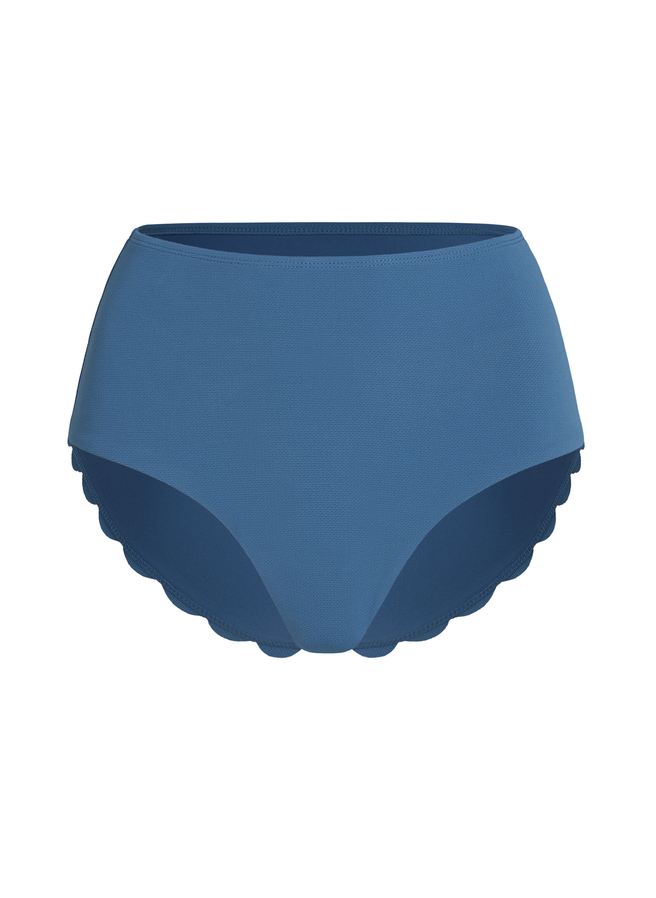 Scallop High Waist Rio Bikini Bottom, Blue