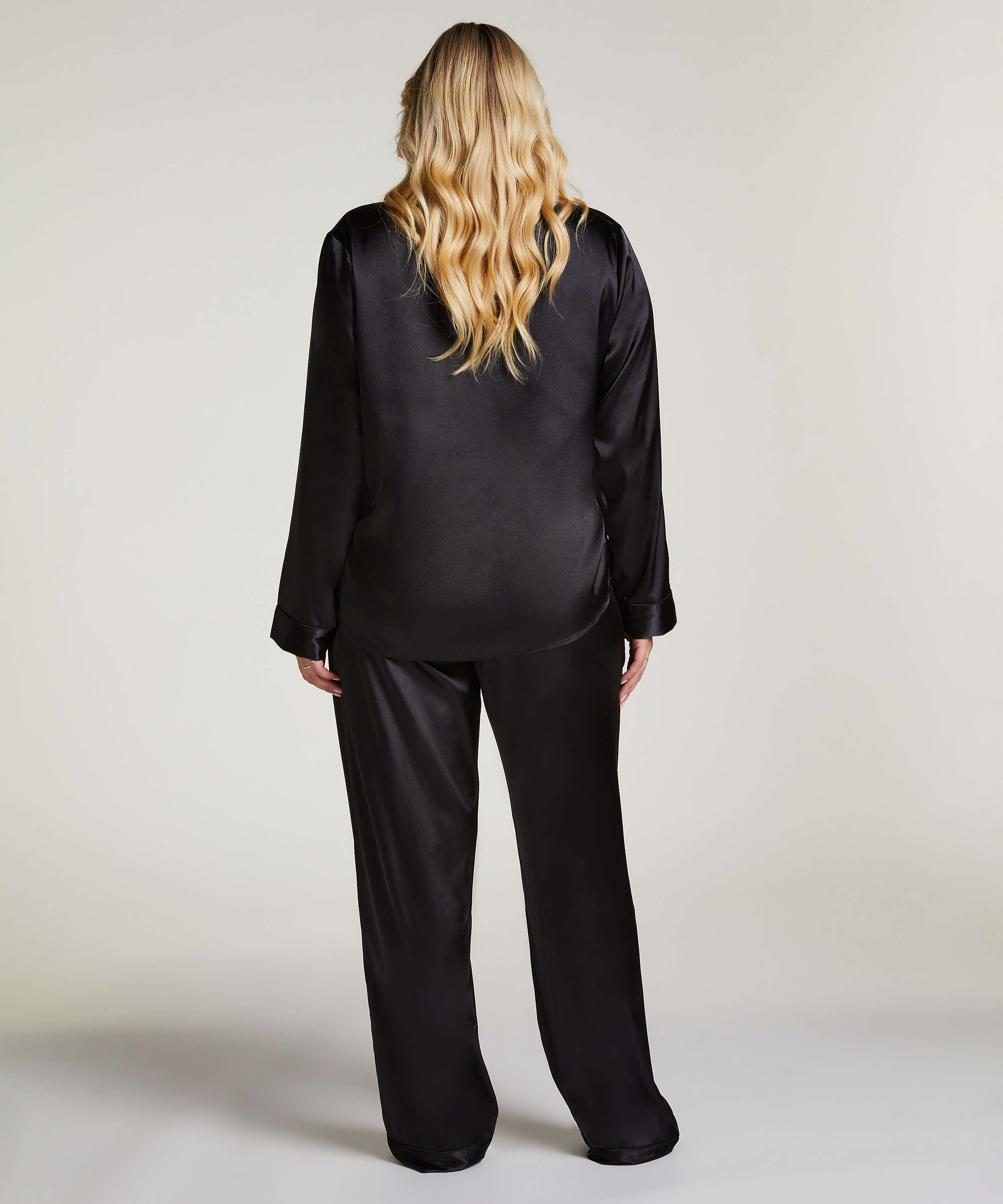 Satin Long-Sleeved Jacket, Black, main