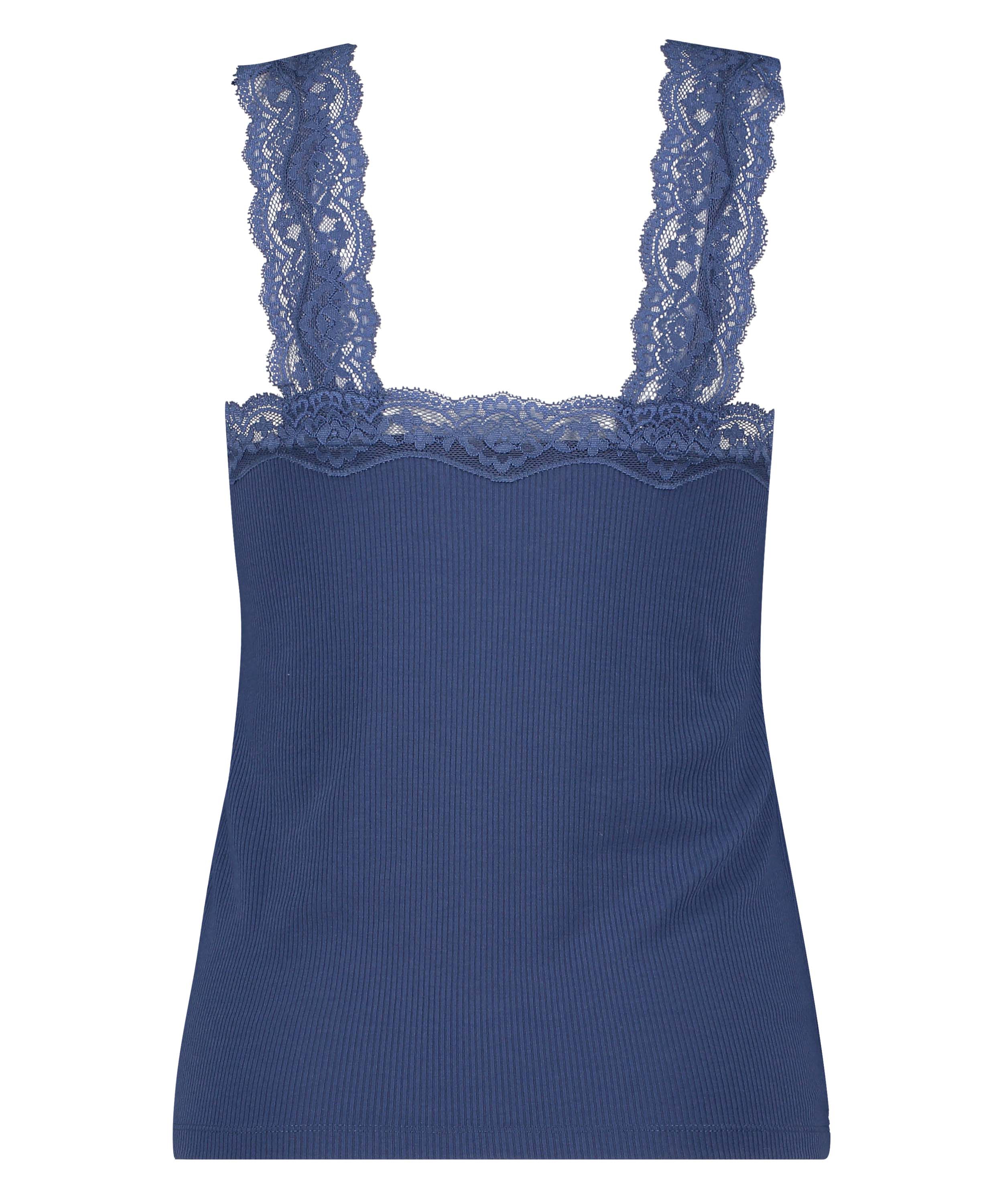 Ribbed Lace Singlet, Blue, main