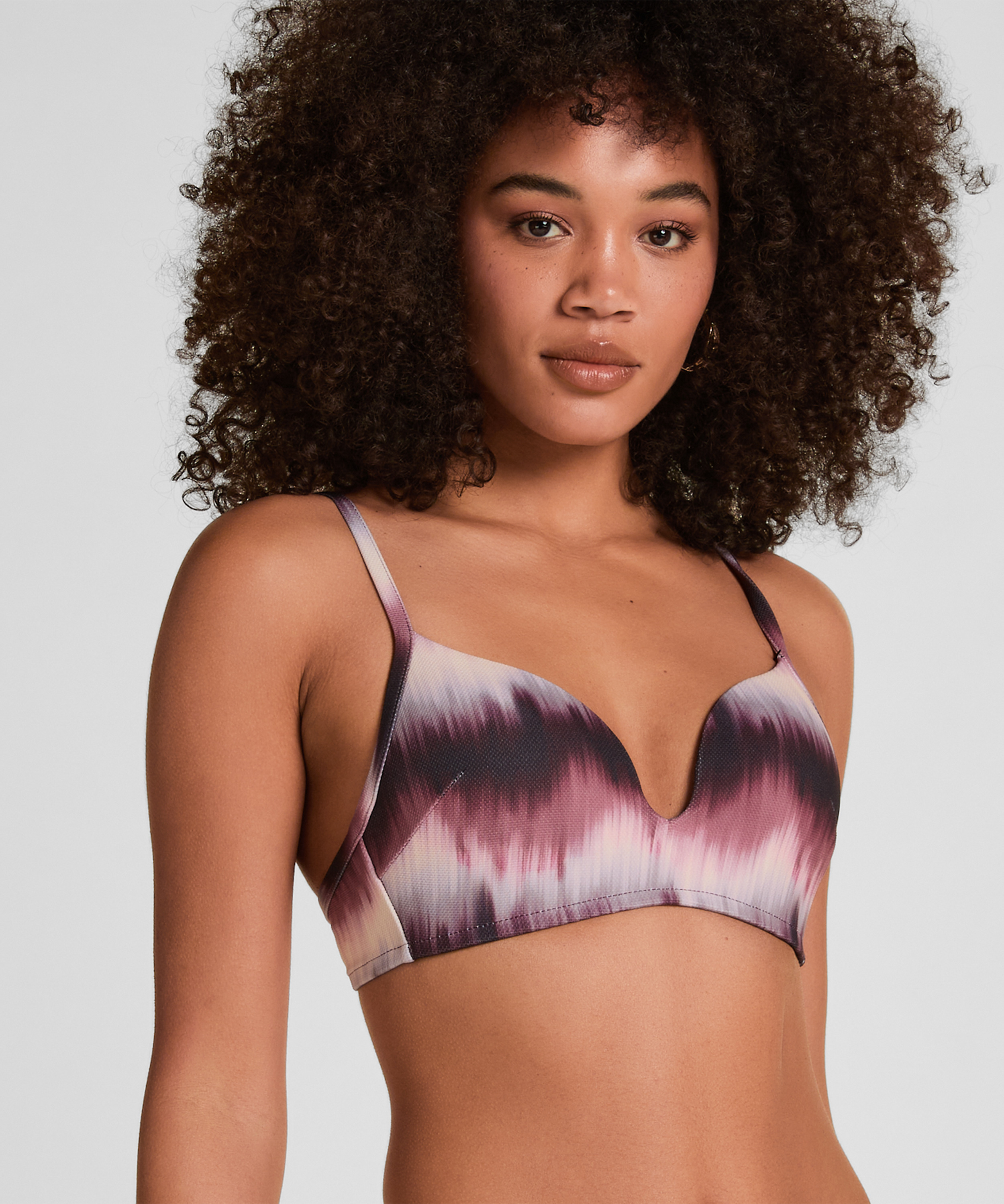Padded Non-Wired Bikini Top Mauritius, Purple, main