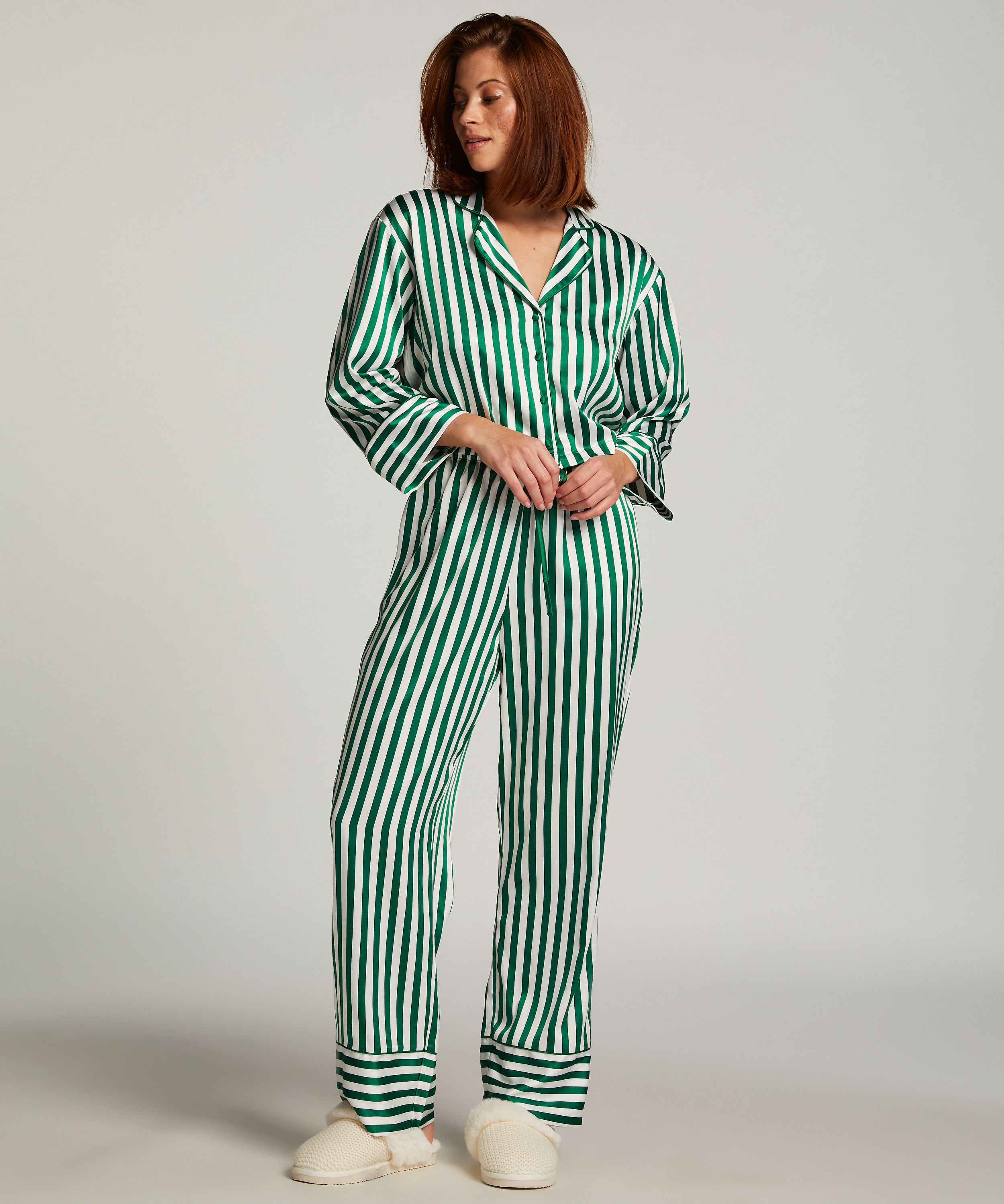 Satin Long-Sleeved Jacket, Green, main