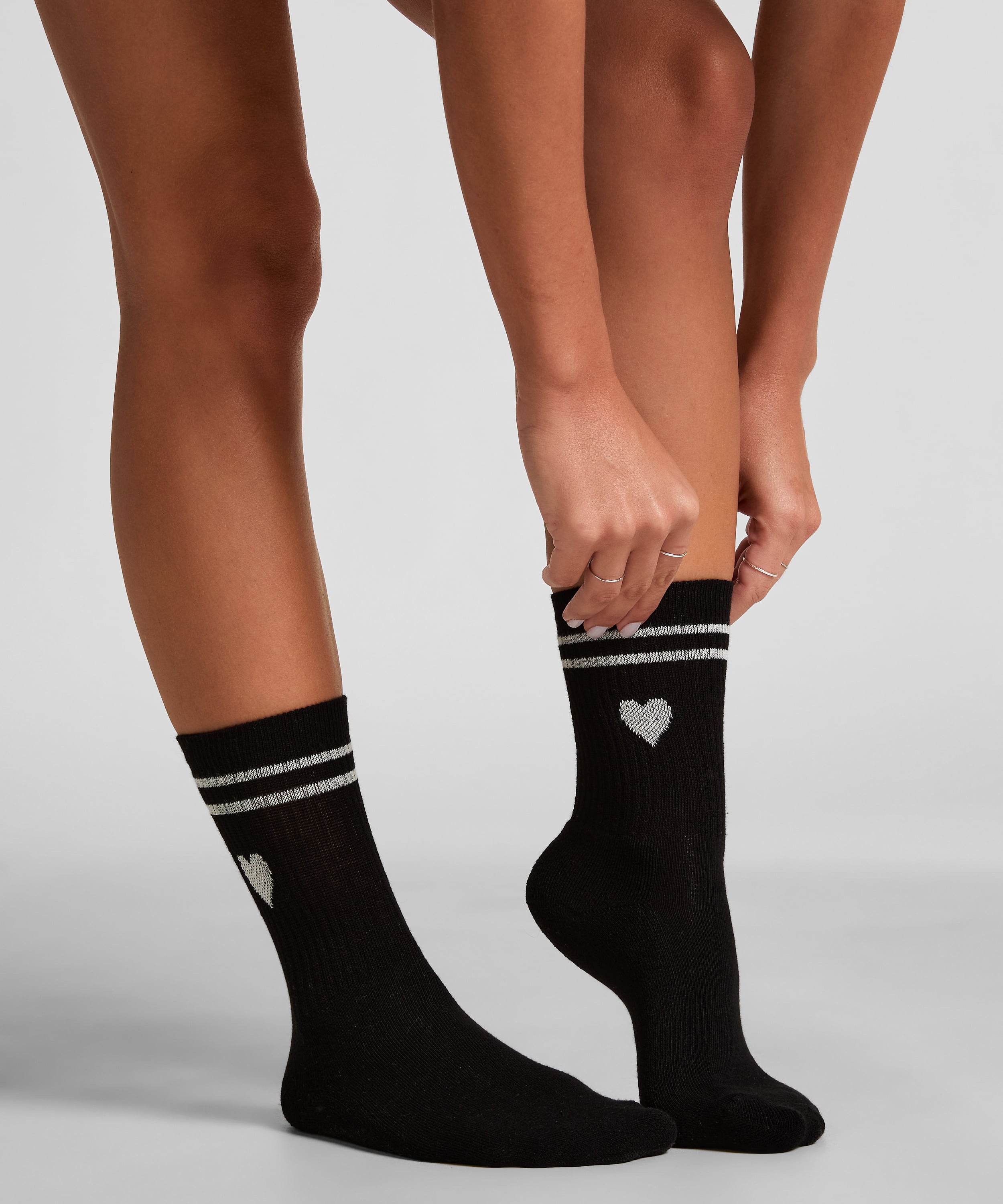 Cotton Crew Socks, Black, main