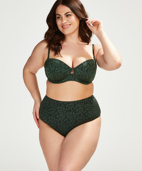 Tonal Leo padded underwired bikini top Cup E +, Green