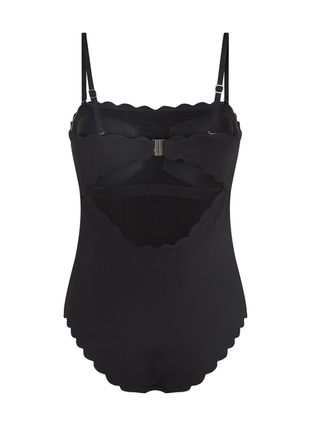 Bandeau Scallop Swimsuit, Black