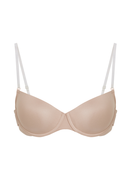 Transparent Back Padded Underwired Bra, Beige