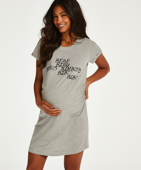Short-Sleeved Maternity Nightshirt, Gray