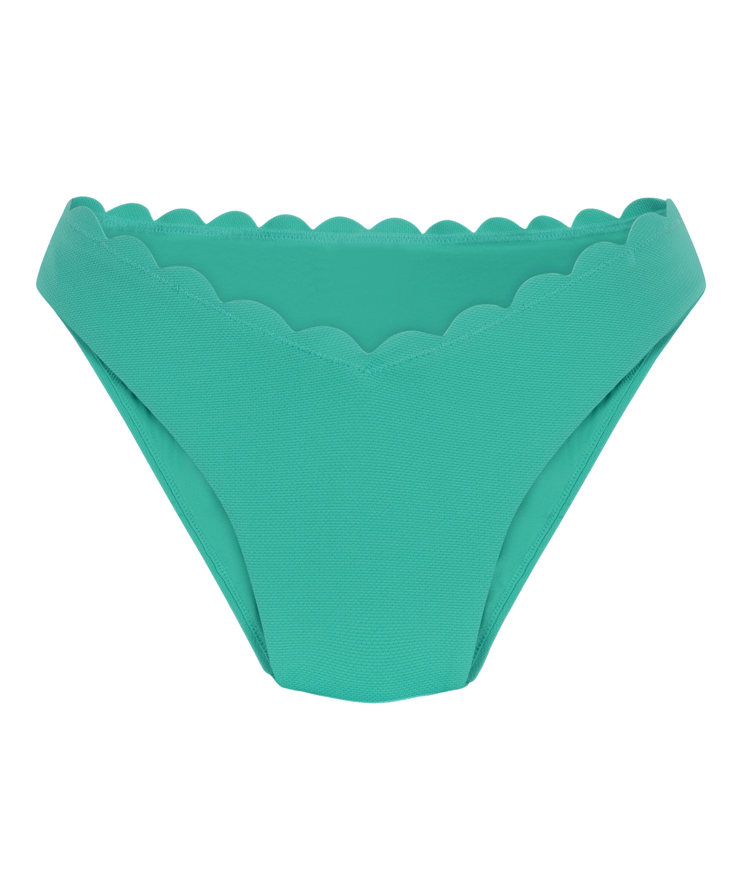 Scallop High-Leg Bikini Bottoms, Green