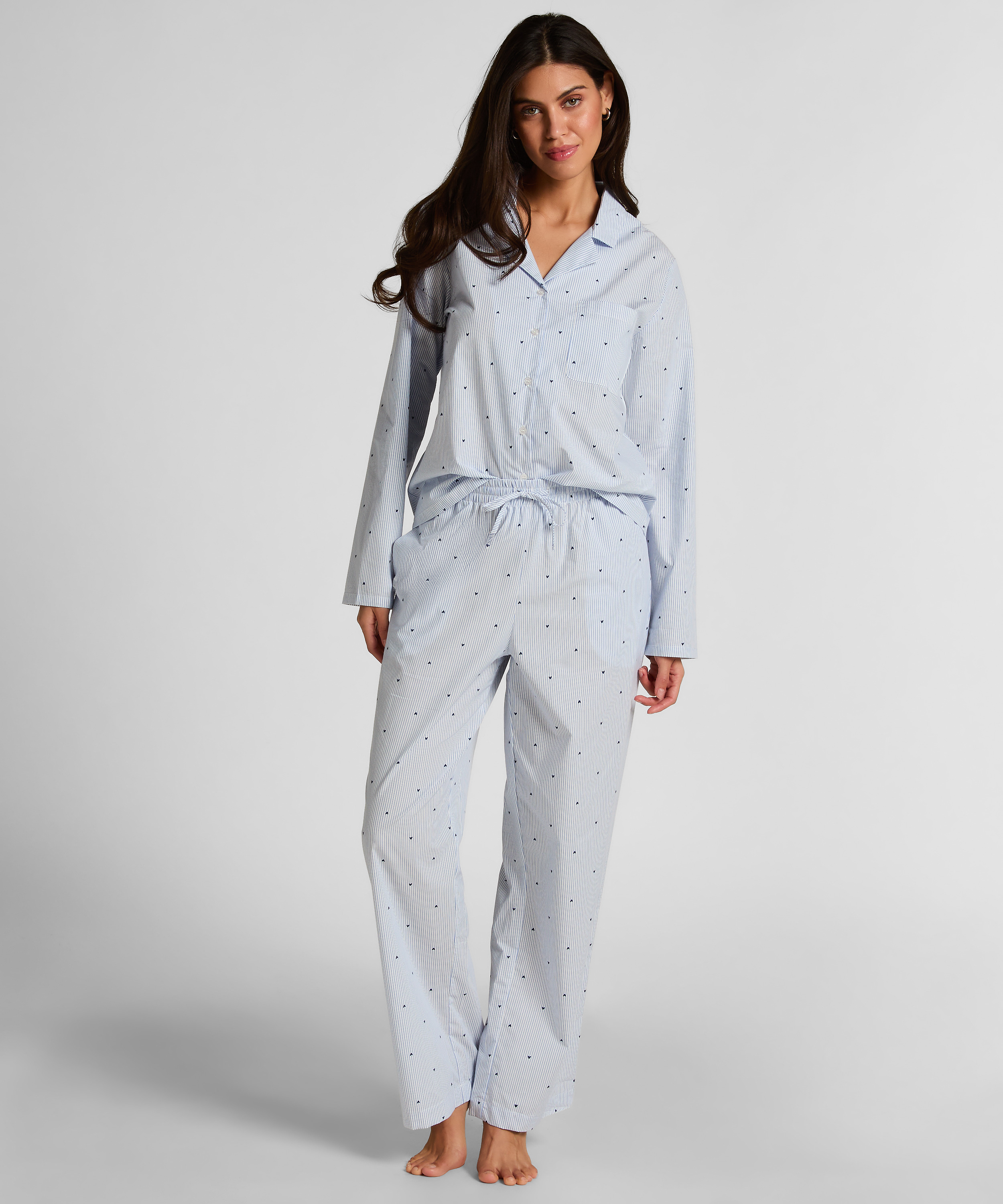 Pant Cotton Stripe Heart, Blue, main