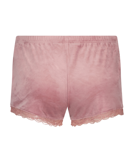 Velvet Lace Shorts, Pink