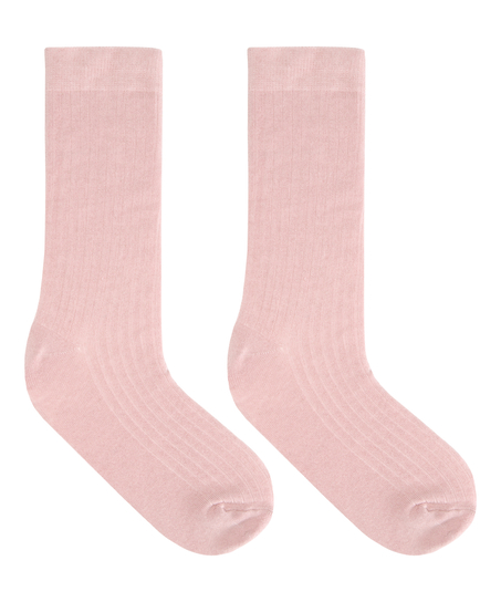 Cashmere Blend Ribbed Socks, Pink