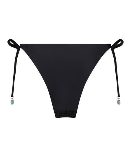 Maui Crochet Cheeky Tanga Bikini Bottoms, Black