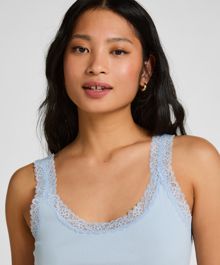 Singlet Rib Jersey Lace, Blue