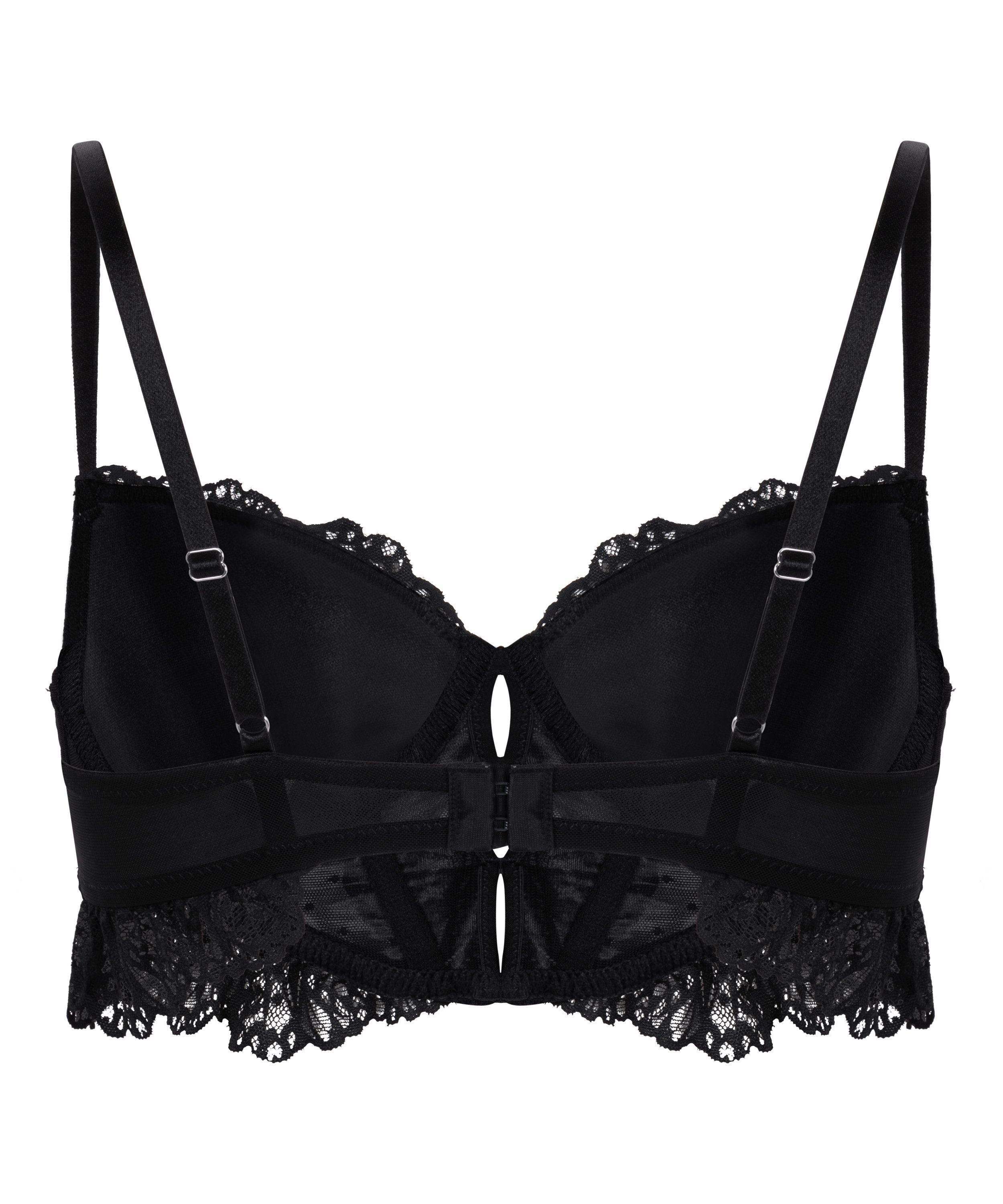 Posie Padded Underwired Longline Bra, Black, main