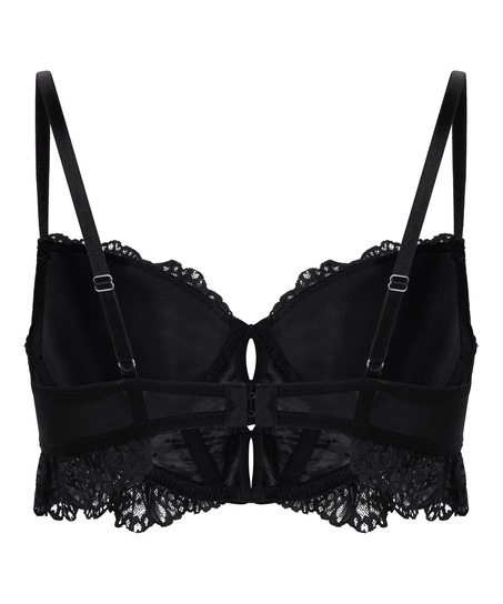 Posie Padded Underwired Longline Bra, Black